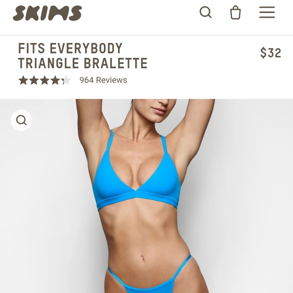 Skims Fits Everybody Triangle Bralette in Mykonos color Size XSmall 